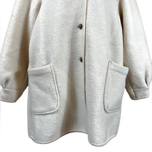 Vintage J. Kaufmann Wool Jacket Coatigan Ribbed Knit Trim Long Cream - Picture 3 of 14